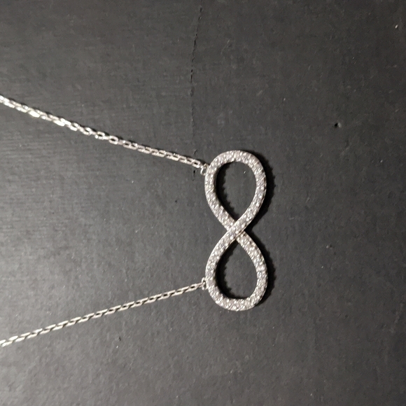 Sterling Silver CZ Infinity Symbol Dainty Delicate Statement Necklace - Picture 1 of 2